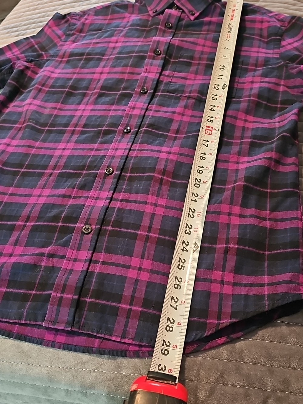 Old Navy Blue and Purple Plaid Button-Down Shirt